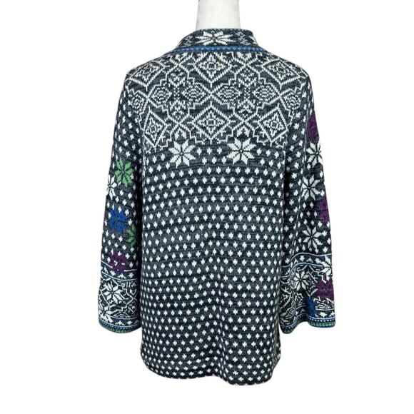 Anthropologie Rosie Neira Wool Blend Chunky Knit Nordic Long Cardigan Sweater - Picture 7 of 15